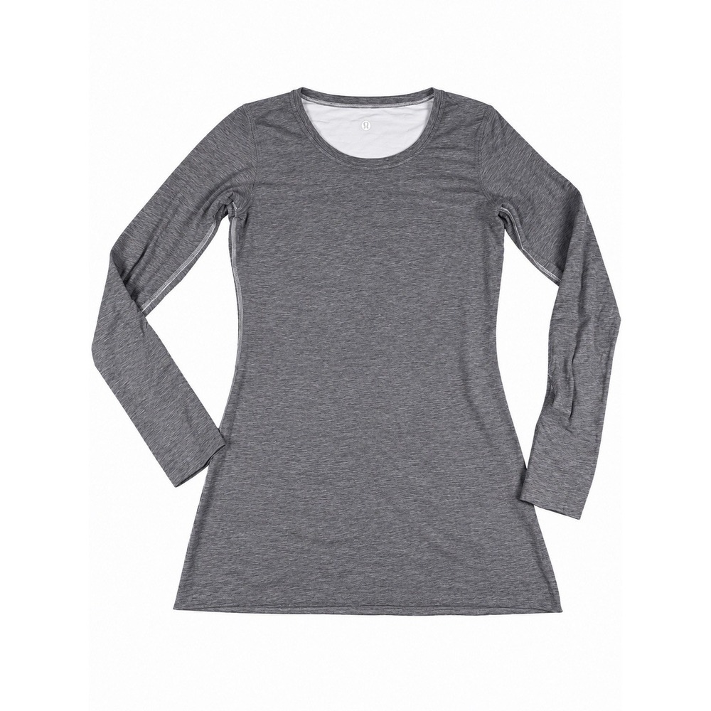 lululemon gray/white long sleeve layered shirt 6 thumb holes